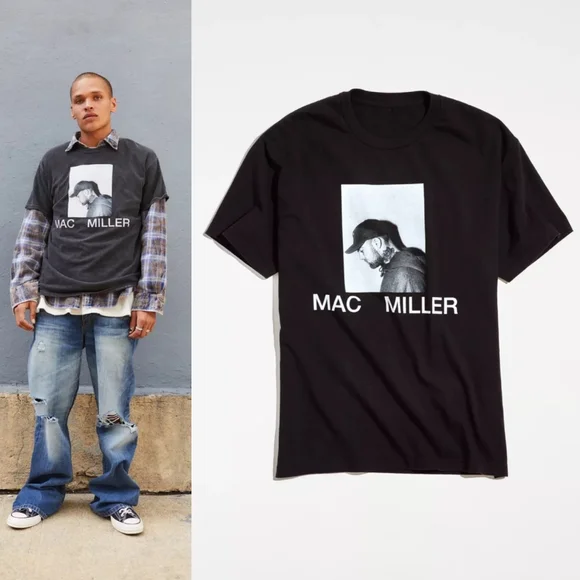 🆕️ Urban Outfitters Mac Miller Portrait Tee in Black - Picture 1 of 7